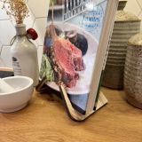 support à livre de recettes en bois québécois recyclé fait au québec local
